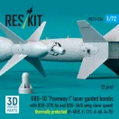 ResKit Models GBU-10 Paveway I laser guided bombs with BSU-37/B fin and BSU-3A/B wing (slow speed) thermally protected (2 pcs) (F-4D/E, F-111, A-6A, A-7E) (3D Printed) 1:72 (RS72-0576)