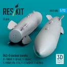ResKit Models B43-0 nuclear bombs (2 pcs) (F-100D/F, F-101A/C, F-104A/C, F-105D/F, FB-111A, F-111A/E/D/F, F-4C/D/E) (3D Printed) 1:72 (RS72-0588)