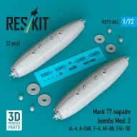   ResKit Models Mark 77 napalm bombs Mod. 2 (2pcs) (A-4, A-26K, F-4, AV-8B, F/A-18) (3D Printed) 1:72 (RS72-0603)