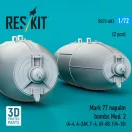 ResKit Models Mark 77 napalm bombs Mod. 2 (2pcs) (A-4, A-26K, F-4, AV-8B, F/A-18) (3D Printed) 1:72 (RS72-0603)