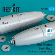  ResKit Models Mark 77 napalm bombs Mod. 2 (2pcs) (A-4, A-26K, F-4, AV-8B, F/A-18) (3D Printed) 1:72 (RS72-0603)