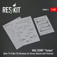   ResKit Models MiG-25RBT Foxbat (Blue 73 & Red 19) Ukrainian Air Forces (Decals with Stencils) 1:48 (RSB48-0001)
