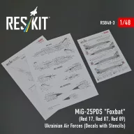   ResKit Models MiG-25PDS Foxbat (Red 17, Red 87, Red 89) Ukrainian Air Forces (Decals with Stencils) 1:48 (RSB48-0003)