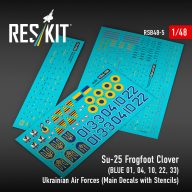   ResKit Models Su-25 Frogfoot Clover (BLUE 01, 04, 10, 22, 33) Ukrainian Air Forces (Main Decals with Stencils)(1/48) 1:48 (RSB48-0005)