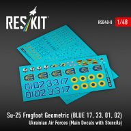   ResKit Models Su-25 Frogfoot Geometric (BLUE 17, 33, 01, 02) Ukrainian Air Forces (Main Decals with Stencils)(1/48) 1:48 (RSB48-0008)
