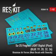   ResKit Models Su-25 Frogfoot LIGHT Digital (Pixel) (BLUE 19, 20, 32, 36) Ukrainian Air Forces (Main Decals with Stencils) 1:48 (RSB48-0010)