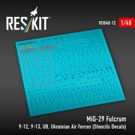   ResKit Models MiG-29 Fulcrum 9-12,9-13,UB, Ukrainian Air Forces (Stencils Decals)(1/48) 1:48 (RSB48-0012)