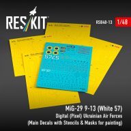   ResKit Models MiG-29 9-13 (White 57) Digital (Pixel) Ukrainian Air Forces (Main Decals with Stencils & Masks for painting 4 pcs) 1:48 (RSB48-0013)