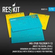   ResKit Models MiG-29UB Fulcrum 9-13 (White 90) Digital (Pixel) Ukrainian Air Forces for Trumpeter kit (Main Decals with Stencils & Masks for painting) 1:72 (RSB72-0005)