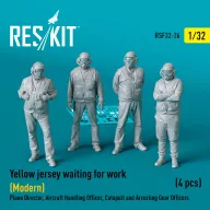   ResKit Models Yellow jersey waiting for work (Modern) Plane Director, Aircraft Handling Officer, Catapult and Arresting Gear Officers (4 pcs) (3D Printed) 1:32 (RSF32-0026)