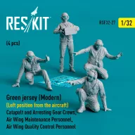   ResKit Models Green jersey (Modern) (Left position from the aircraft) Catapult and Arresting Gear Crews, Air Wing Maintenance Personnel, Air Wing Quality Control Personnel (4 pcs) (3D Printed) 1:32 (RSF32-0027)