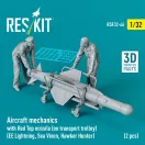 ResKit Models Aircraft mechanics with Red Top missile (on transport trolley) (EE Lightning, Sea Vixen, Hawker Hunter) (2 pcs) (3D Printed) 1:32 (RSF32-0046)