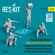   ResKit Models Green jersey (Modern) (Right position from the aircraft) Catapult and Arresting Gear Crews, Air Wing Maintenance Personnel, Air Wing Quality Control Personnel (4 pcs) (3D Printed) 1:32 (RSF32-0047)