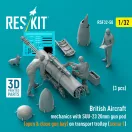 ResKit Models British Aircraft mechanics with SUU-23 20mm gun pod (open & close gun bay) on on transport trolley (scene 1) (3 pcs) (3D Printed) 1:32 (RSF32-0050)