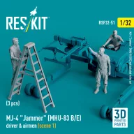   ResKit Models MJ-4 Jammer (MHU-83 B/E) driver & airmen (scene 1) (3 pcs) (3D Printed) 1:32 (RSF32-0051)