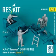   ResKit Models MJ-4 Jammer (MHU-83 B/E) driver & airmen (scene 1) (3 pcs) (3D Printed) 1:32 (RSF32-0051)
