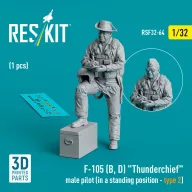   ResKit Models F-105 (D,F,G) Thunderchief male pilot (in a standing position - type 2) (1 pcs) (3D Printed) 1:32 (RSF32-0064)