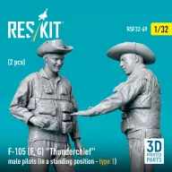   ResKit Models F-105 (F, G) Thunderchief male pilots (in a standing position - type 1) (2 pcs) (3D Printed) 1:32 (RSF32-0069)