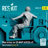   ResKit Models Male driver for US NAVY A/S32A-49 Deck Tractor (scene 2) (1 pcs) (3D Printed) 1:32 (RSF32-0073)