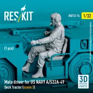   ResKit Models Male driver for US NAVY A/S32A-49 Deck Tractor (scene 3) (1 pcs) (3D Printed) 1:32 (RSF32-0074)