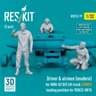   ResKit Models Driver & airmen (modern) (3 pcs) (MHU-83 D/E lift truck LOWER loading position for RSK32-0010) (3D Printed) 1:32 (RSF32-0079)