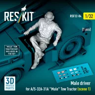   ResKit Models Male driver for A/S-32A-31A Mule Tow Tractor (scene 1) (1 pcs) (3D Printed) 1:32 (RSF32-0084)