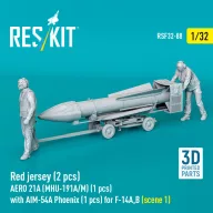   ResKit Models Red jersey (2 pcs) AERO 21A (MHU-191A/M) (1 pcs) with AIM-54A Phoenix (1 pcs) for F-14A,B (scene 1) (3D Printed) 1:32 (RSF32-0088)