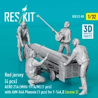   ResKit Models Red jersey (4 pcs) AERO 21A (MHU-191A/M) (1 pcs) with AIM-54A Phoenix (1 pcs) for F-14A,B (scene 2) (3D Printed) 1:32 (RSF32-0089)