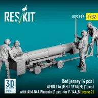   ResKit Models Red jersey (4 pcs) AERO 21A (MHU-191A/M) (1 pcs) with AIM-54A Phoenix (1 pcs) for F-14A,B (scene 2) (3D Printed) 1:32 (RSF32-0089)