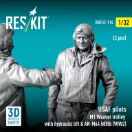   ResKit Models USAF pilots (2 pcs) & M1 Weaver trolley with hydraulic lift & AN-M64 500lb (WW2) (3D Printed) 1:32 (RSF32-0114)