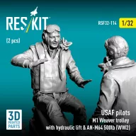   ResKit Models USAF pilots (2 pcs) & M1 Weaver trolley with hydraulic lift & AN-M64 500lb (WW2) (3D Printed) 1:32 (RSF32-0114)