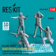   ResKit Models Yellow jersey (Modern) (Right position from the aircraft) Plane Director, Aircraft Handling Officer, Catapult and Arresting Gear Officers (4 pcs) (3D Printed) 1:48 (RSF48-0025)