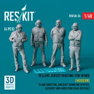   ResKit Models Yellow jersey waiting for work (Modern) Plane Director, Aircraft Handling Officer, Catapult and Arresting Gear Officers (4 pcs) (3D Printed) 1:48 (RSF48-0026)