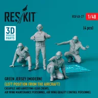   ResKit Models Green jersey (Modern) (Left position from the aircraft) Catapult and Arresting Gear Crews, Air Wing Maintenance Personnel, Air Wing Quality Control Personnel (4 pcs) (3D Printed) 1:48 (RSF48-0027)