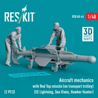   ResKit Models Aircraft mechanics with Red Top missile (on transport trolley) (EE Lightning, Sea Vixen, Hawker Hunter) (2 pcs) (3D Printed) 1:48 (RSF48-0044)