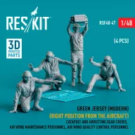  ResKit Models Green jersey (Modern) (Right position from the aircraft) Catapult and Arresting Gear Crews, Air Wing Maintenance Personnel, Air Wing Quality Control Personnel (4 pcs) (3D Printed) 1:48 (RSF48-0047)