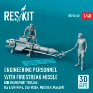   ResKit Models Engineering Personnel with Firestreak missile (on transport trolley) (EE Lightning, Sea Vixen, Gloster Javelin) (1 pcs) (3D Printed) 1:48 (RSF48-0048)