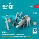 ResKit Models US Aircraft mechanics with SUU-23 20mm gun pod (open & close gun bay) on transport trolley (scene 1) (3 pcs) (3D Printed) 1:48 (RSF48-0049)