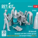 ResKit Models US Aircraft mechanics with SUU-23 20mm gun pod (open & close gun bay) on transport trolley (scene 1) (3 pcs) (3D Printed) 1:48 (RSF48-0049)