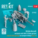 ResKit Models British Aircraft mechanics with SUU-23 20mm gun pod (open & close gun bay) on on transport trolley (scene 1) (3 pcs) (3D Printed) 1:48 (RSF48-0050)