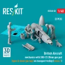 ResKit Models British Aircraft mechanics with SUU-23 20mm gun pod (open & close gun bay) on on transport trolley (scene 1) (3 pcs) (3D Printed) 1:48 (RSF48-0050)