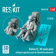   ResKit Models Rafale (C, M) male pilot sitting in ejection seat for Revell/Academy kit (1 pcs) (3D Printed) 1:48 (RSF48-0058)