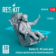  ResKit Models Rafale (C, M) male pilot sitting in ejection seat for Revell/Academy kit (1 pcs) (3D Printed) 1:48 (RSF48-0058)