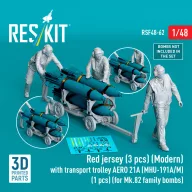   ResKit Models Red jersey (3 pcs) (Modern) with transport trolley AERO 21A (MHU-191A/M) (1 pcs) (for Mk.82 family bombs) (3D Printed) 1:48 (RSF48-0062)
