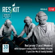   ResKit Models Red jersey (3 pcs) (Modern) with transport trolley AERO 21A (MHU-191A/M) (1 pcs) (for Mk.82 family bombs) (3D Printed) 1:48 (RSF48-0062)