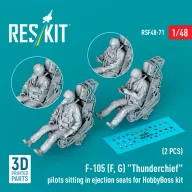   ResKit Models F-105 (F, G) Thunderchief pilots sitting in ejection seats for HobbyBoss kit (2 pcs) (3D Printed) 1:48 (RSF48-0071)
