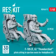   ResKit Models F-105 (F, G) Thunderchief pilots sitting in ejection seats for HobbyBoss kit (2 pcs) (3D Printed) 1:48 (RSF48-0071)