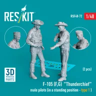   ResKit Models F-105 (F, G) Thunderchief male pilots (in a standing position - type 1) (2 pcs) (3D Printed) 1:48 (RSF48-0072)