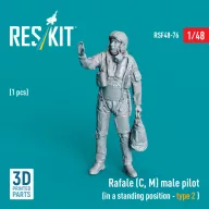   ResKit Models Rafale (C, M) male pilot (in a standing position - type 2) (1 pcs) (3D Printed) 1:48 (RSF48-0076)