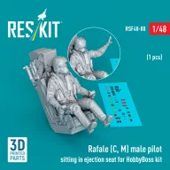   ResKit Models Rafale (C, M) male pilot sitting in ejection seat for HobbyBoss kit (1 pcs) (3D Printed) 1:48 (RSF48-0088)